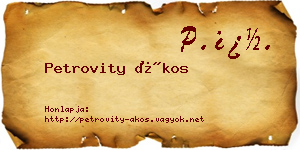 Petrovity Ákos névjegykártya